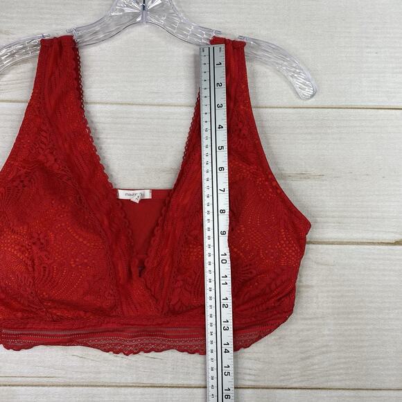 Maurices Bralette Sz 1X Red Lace Triangle Wide Strap Pullover Removable Pads - Picture 3 of 8